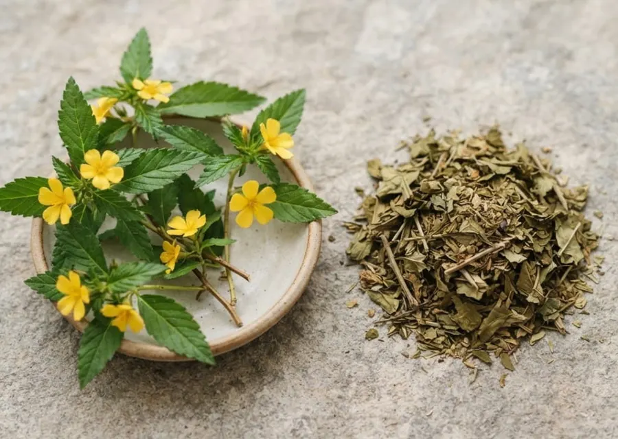 Hojas y flores de damiana, Turnera diffusa
